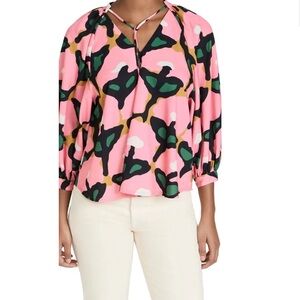 RHODE Pink and Black Graphic 3/4 Sleeve Blouse